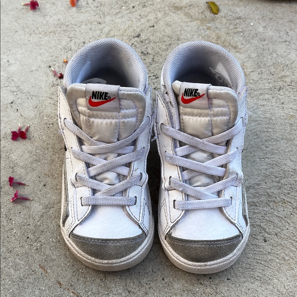 Nike Kids White and Silver High-Top Sneakers